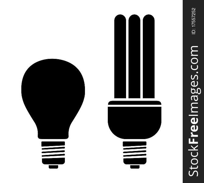 Illustration of bulb and cfl on isolated background