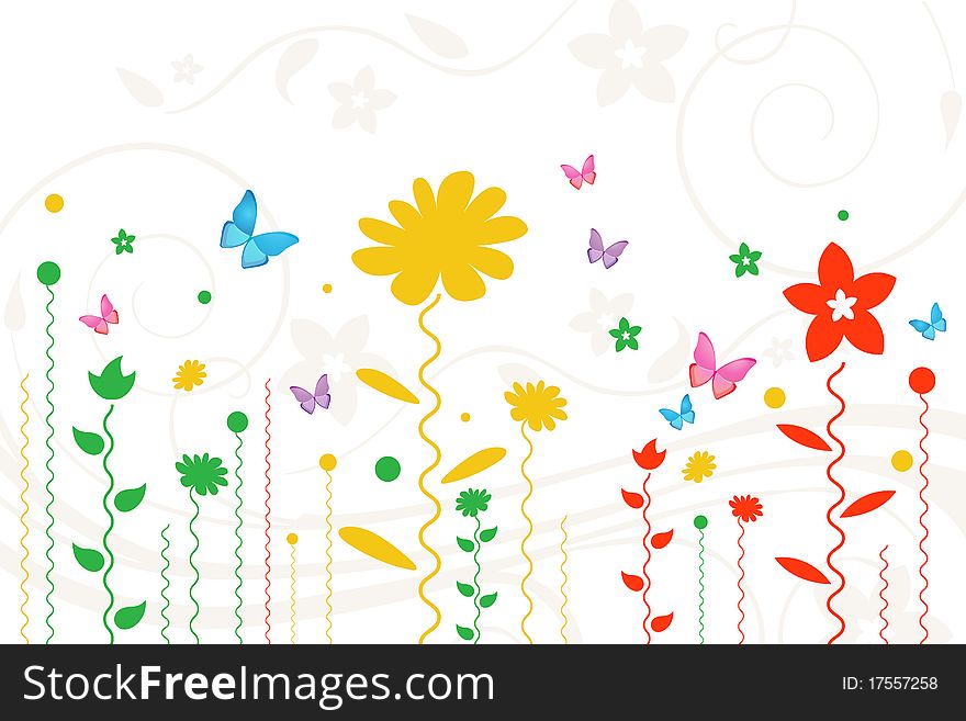 Illustration of simple floral card on white background