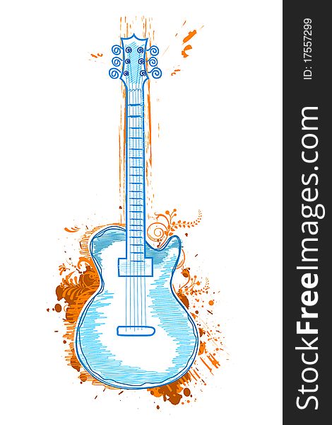 Illustration of guitar icon on white background