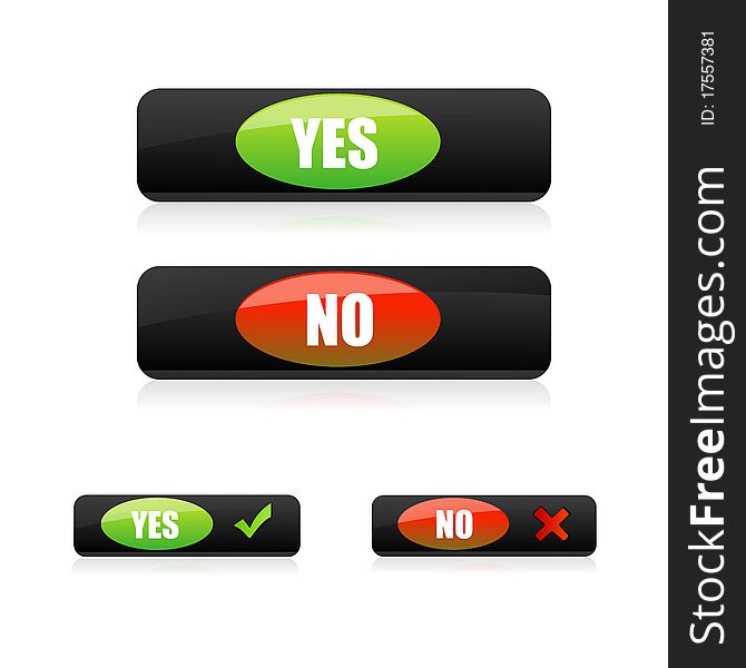 Illustration of yes and no buttons on white background