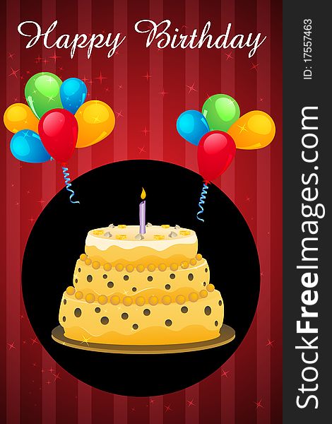 Illustration of abstract birthday card on white background