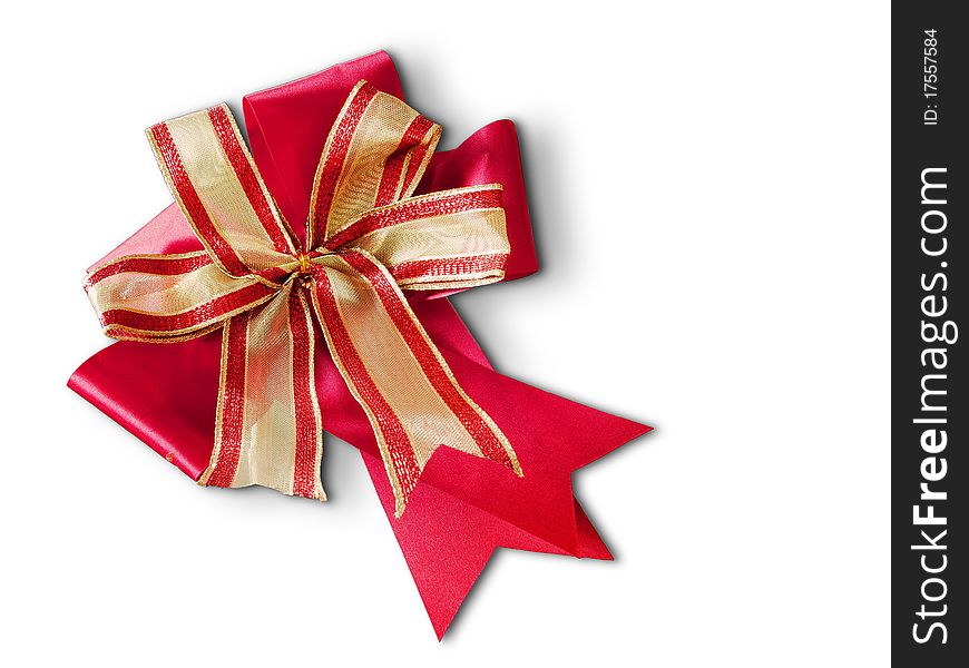 Red and gold bow for gift