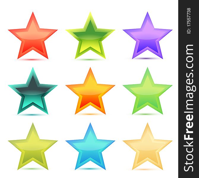 Illustration of colorful stars on white background