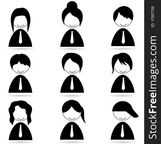 Illustration of different human icons on white background