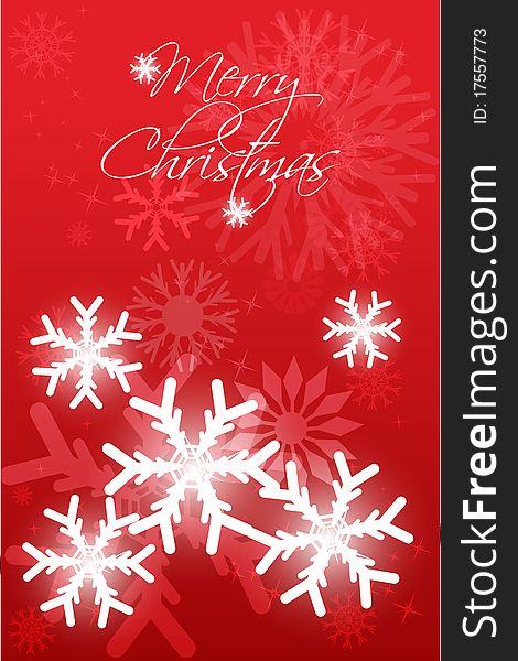 Illustration of abstract merry christmas card with snowflakes