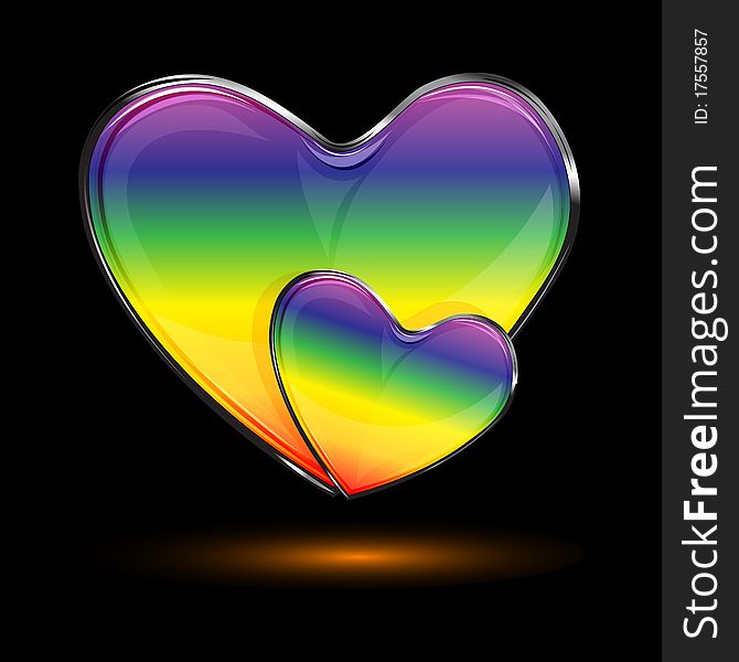 Illustration of colorful hearts with isolated background