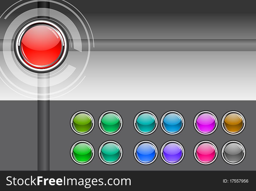 Illustration of colorful buttons on white background