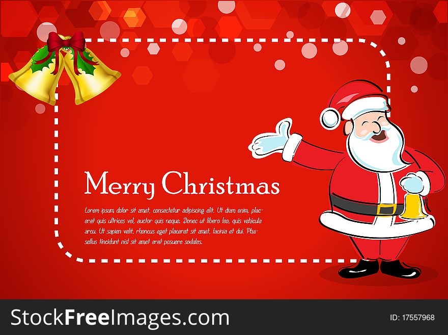 Illustration of abstract christmas card with santa on white background