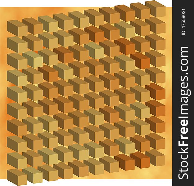 Illustration geometry orange in cube. Illustration geometry orange in cube