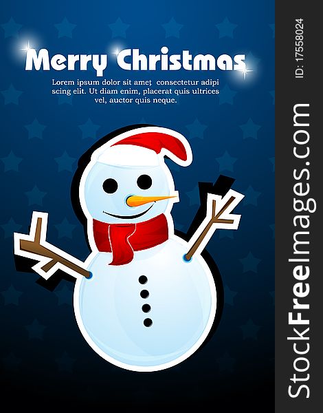 Abstract Christmas Card With Snowman