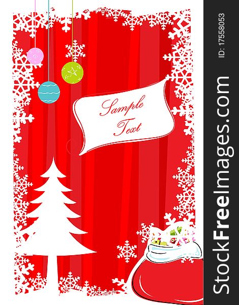 Illustration of abstract merry christmas card on white background