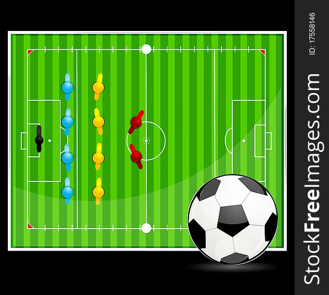 Illustration of soccer ball with ground display