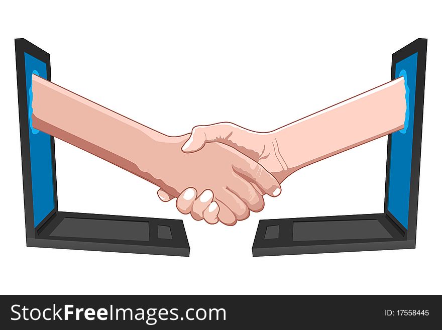 Illustration of business deal on white background