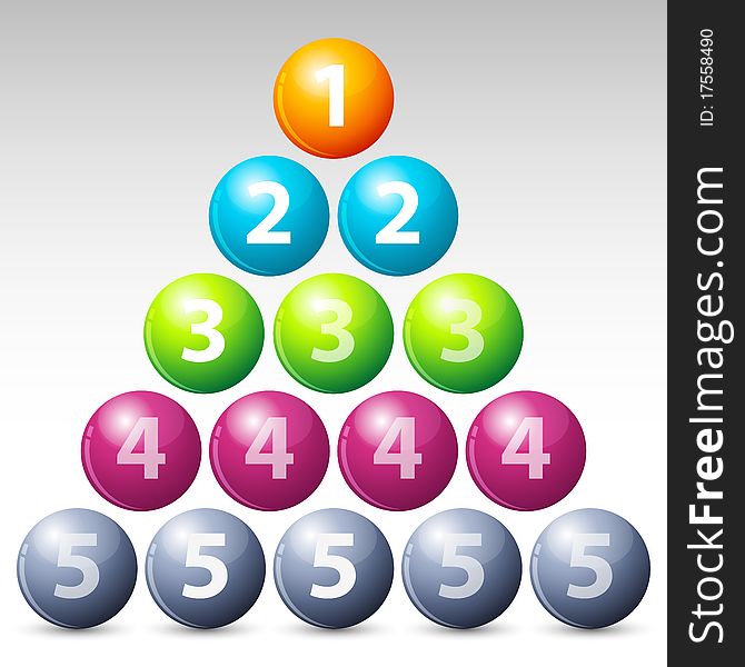 Illustration of colorful number balls on white background
