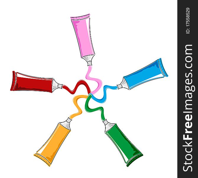 Illustration of color tubes on isolated background