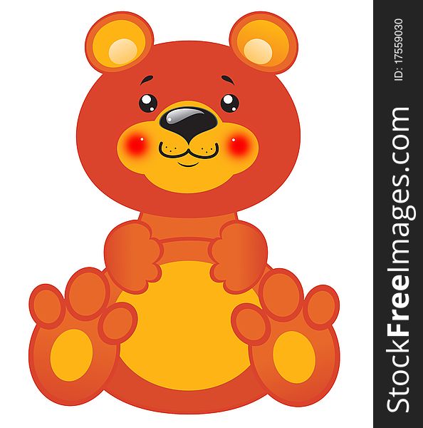 Brown toy bear on white background, isolated.