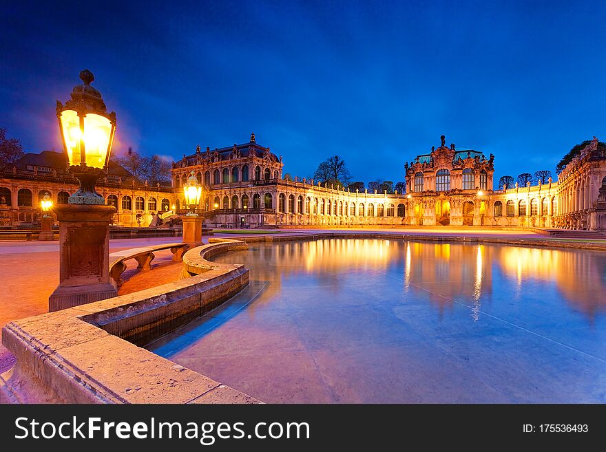 Zwinger Castle In Dresden At Twilight, Germany
