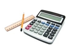 Pencil, Ruler, Calculator Royalty Free Stock Image Pencil, Ruler, Calculator Royalty Free Stock Image