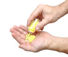 Closeup On Man S Hands With Pills Royalty Free Stock Photography Closeup On Man S Hands With Pills Royalty Free Stock Photography