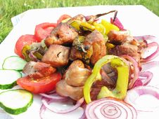 Grilled Meat With Vegetables Royalty Free Stock Images