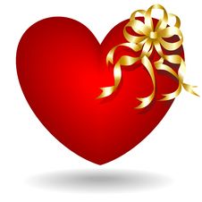 Heart With Golden Bow Stock Photo Heart With Golden Bow Stock Photo