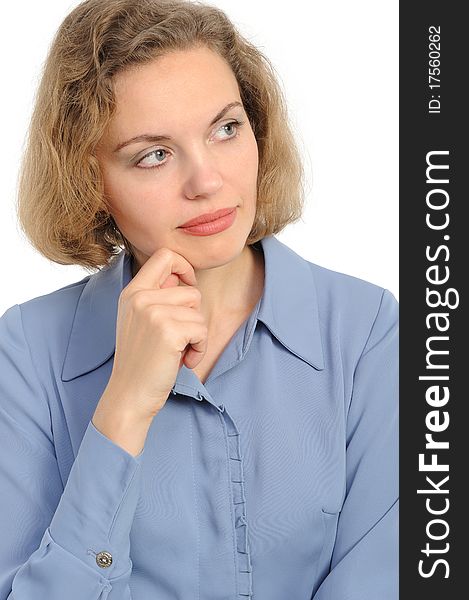 Portrait of a young attractive business woman over white background. Portrait of a young attractive business woman over white background