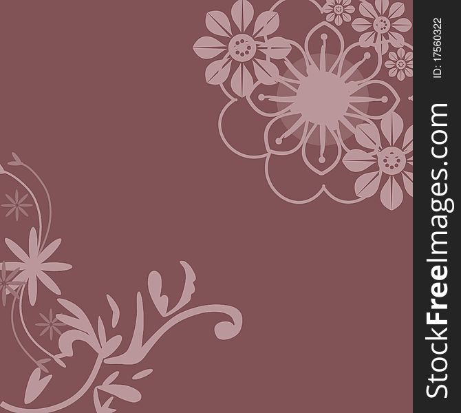 Floral background with beautiful flowers ad brush strokes