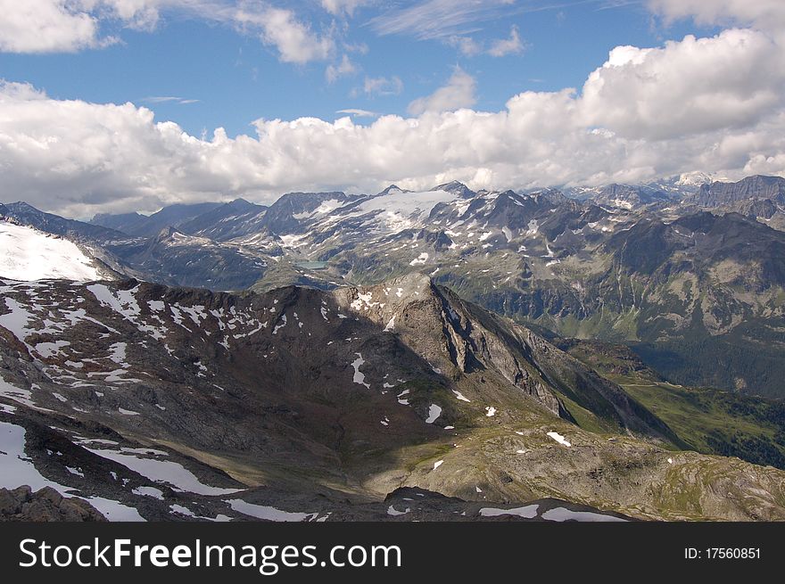 Austrian alps mountain range in sommer - Kaprun / blue sky. Austrian alps mountain range in sommer - Kaprun / blue sky