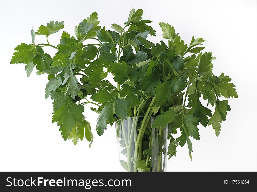 Parsley in a glass jar