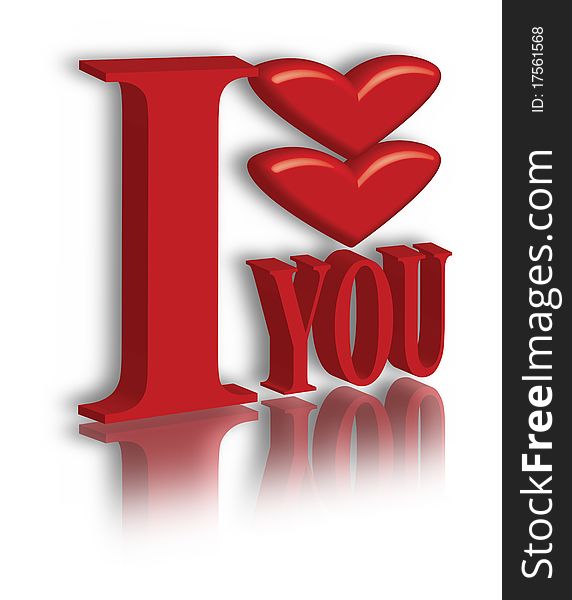 Digital illustration of a I love you in red