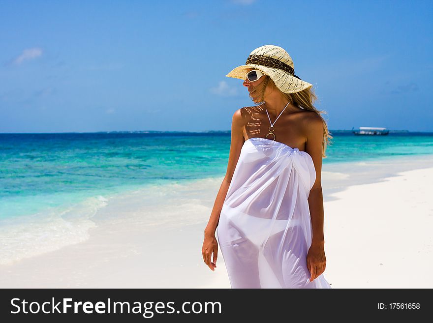 Lady On A Tropical Beach