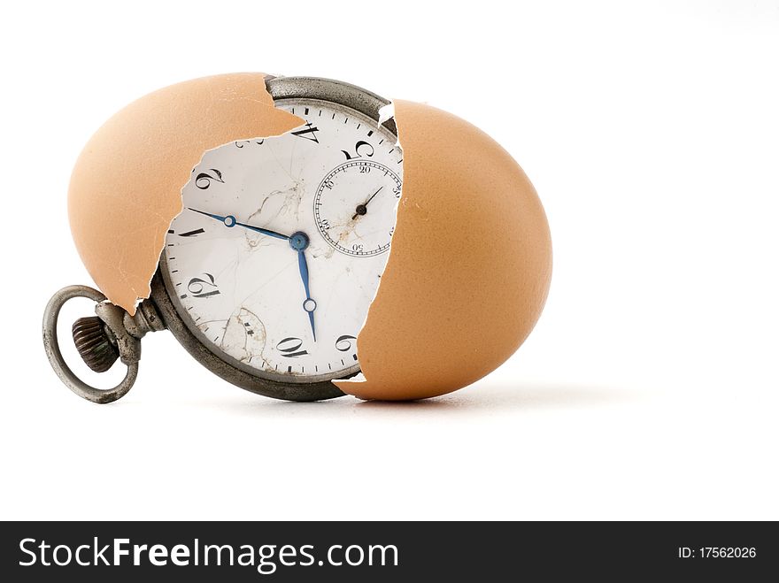 Old pocket watch that was born from an egg. Old pocket watch that was born from an egg