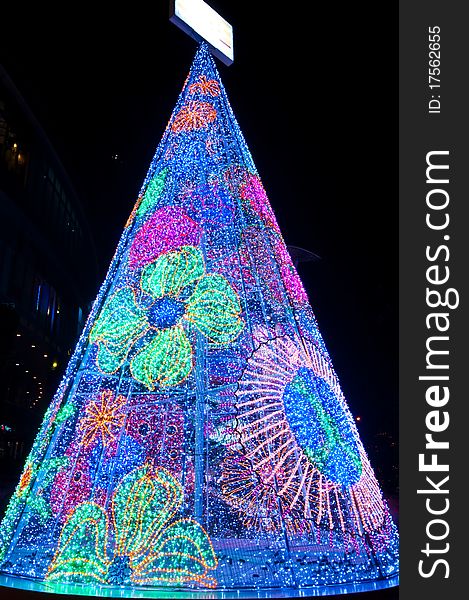 Christmas tree made from small lamps, Thailand.