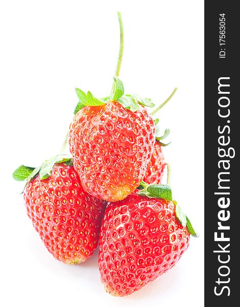 Four strawberry on white background