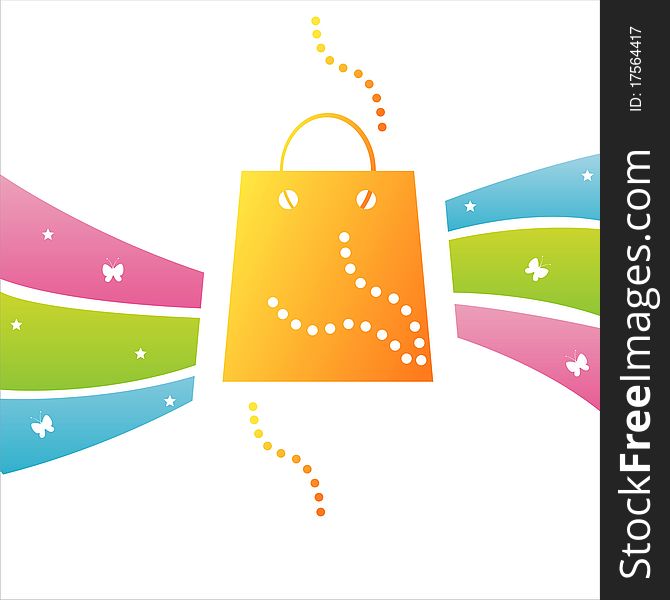 Colorful shopping background with bag