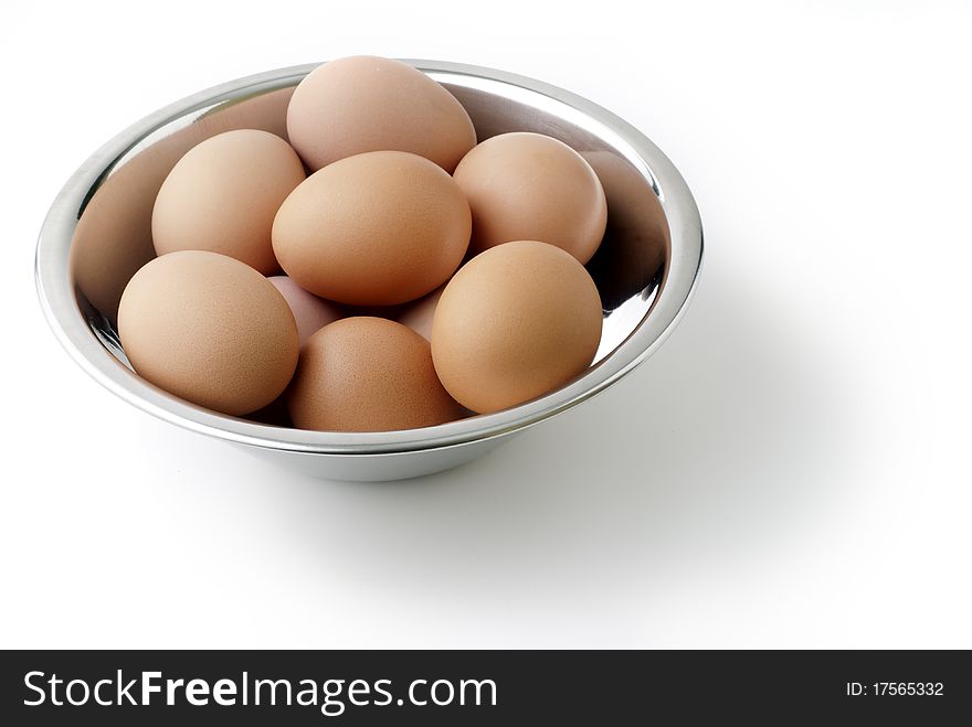 Eggs in a plate of steel