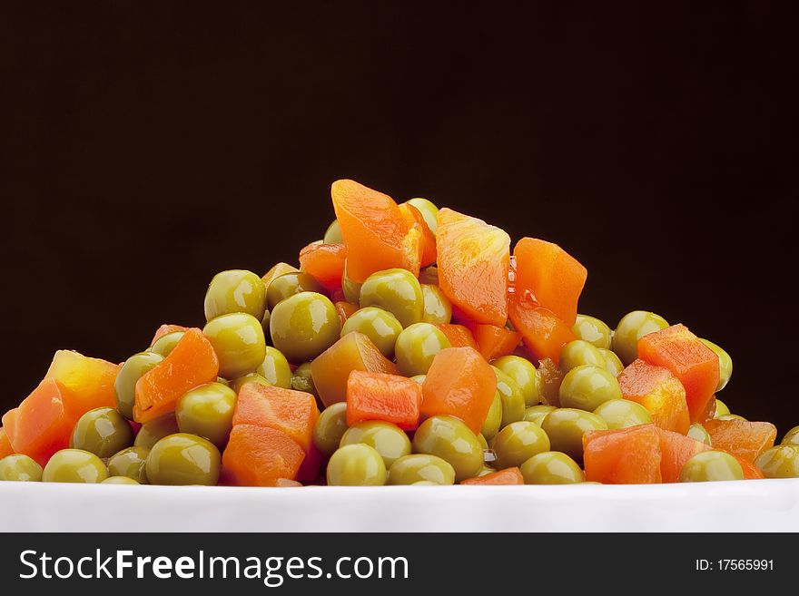 Canned peas and carrots from the tin.