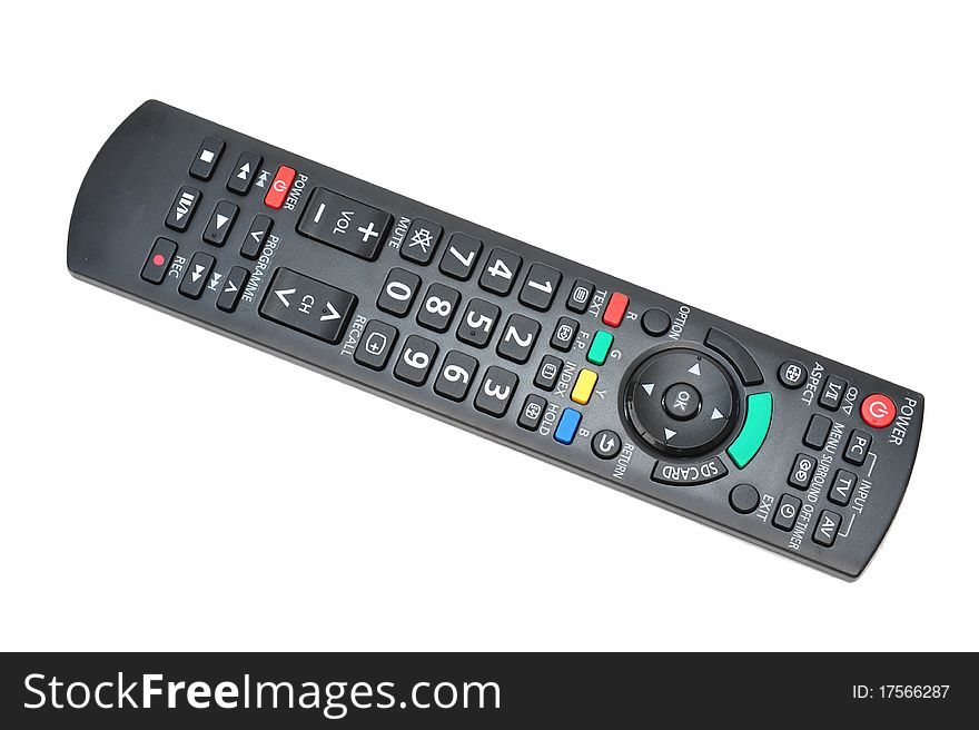 Television Remote Control On A White Background