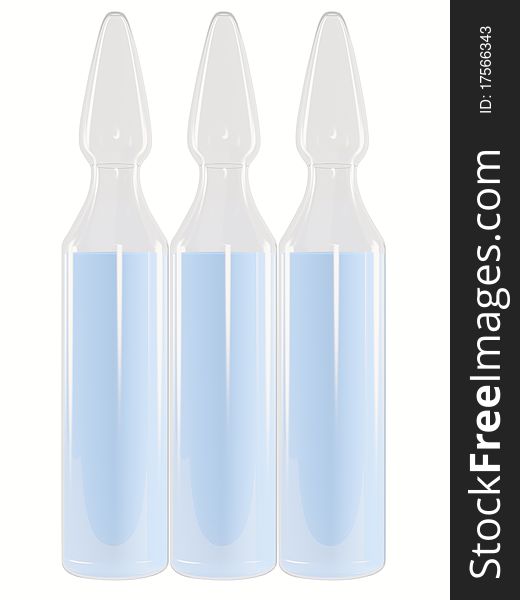 Glass ampoule set with liquid medicine