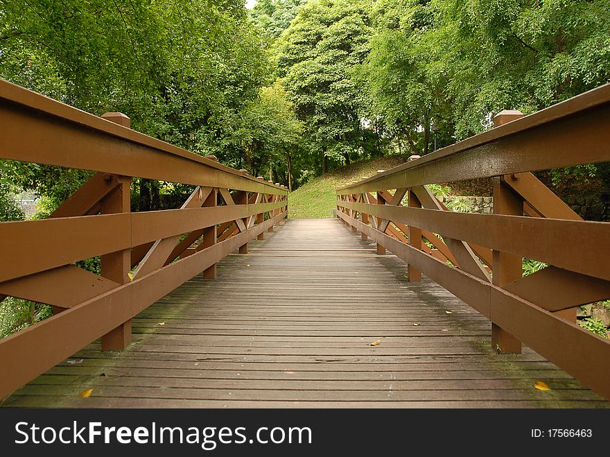 Wooden Bridge In The Park