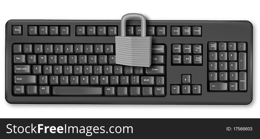 Keyboard with padlock on enter. Vector