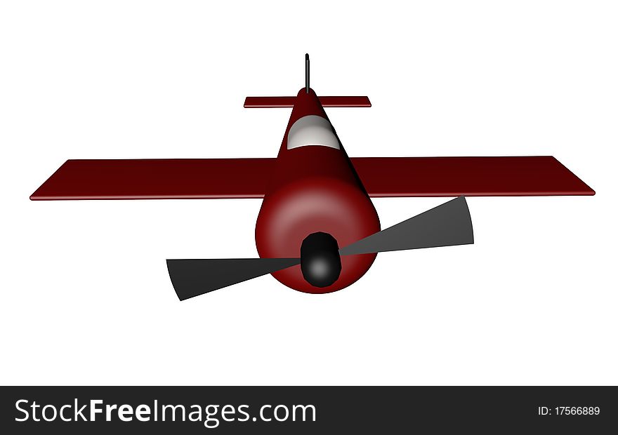 3D Red Plane Model on the white background