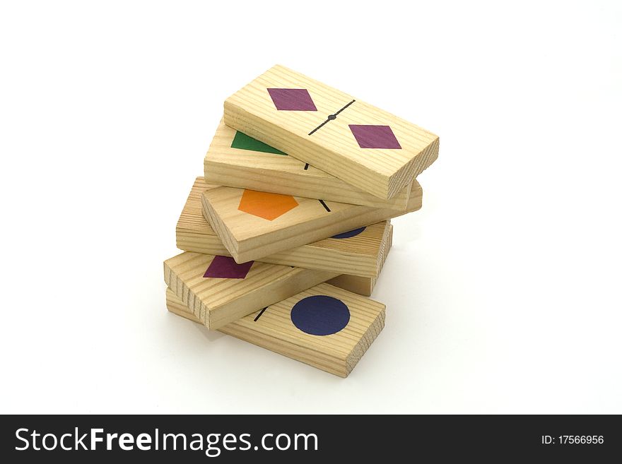 Develops wooden toy on white background