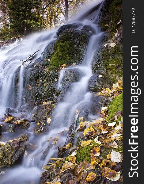 Waterfall in autumn at Big Hill Provincial park in Alberta Canada. Waterfall in autumn at Big Hill Provincial park in Alberta Canada