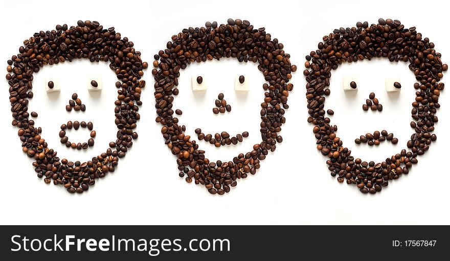 The human emotions which have been laid out from coffee grains
