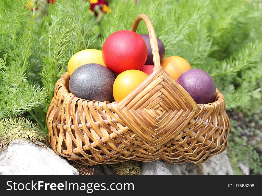 Easter basket full of eggs