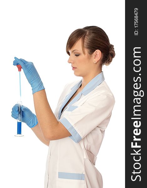 Doctor holds a tube with sample of new antidote