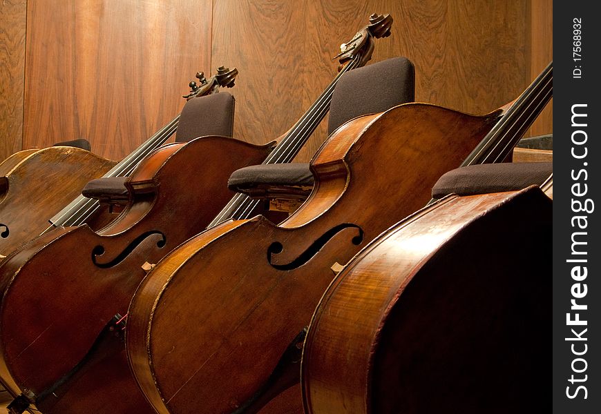 Three Contra basses arranged in line