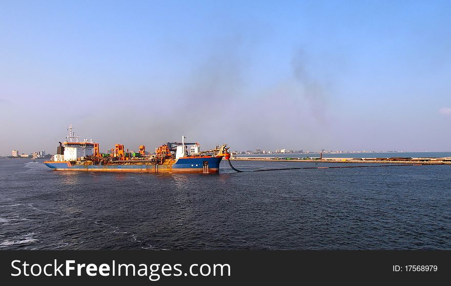 Oil tanker in african port. Oil tanker in african port