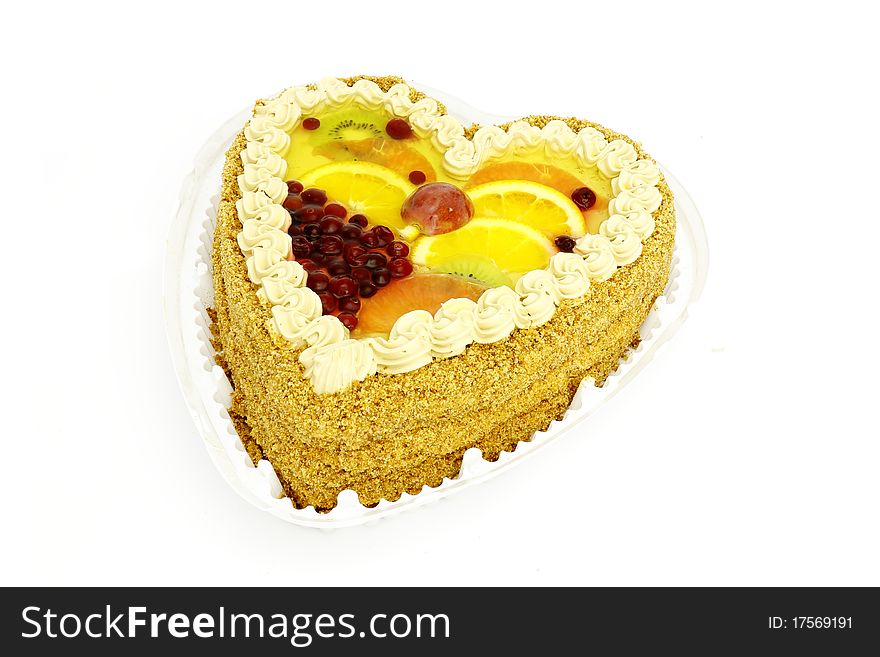 Pie with fruit in the form of heart to the Christmas, new year and the Valentine's day